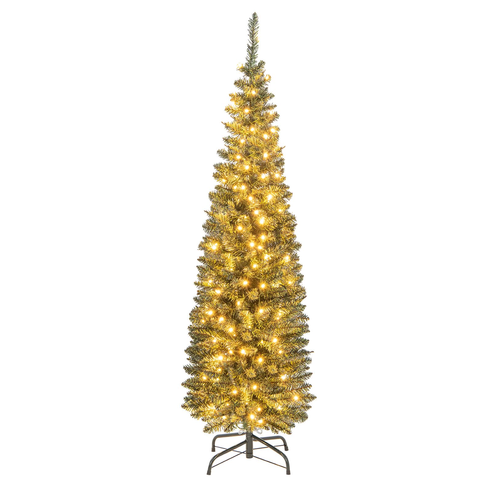 Goplus 5ft PreLit Pencil Christmas Tree, Artificial Slim Xmas Tree wi GoplusUS