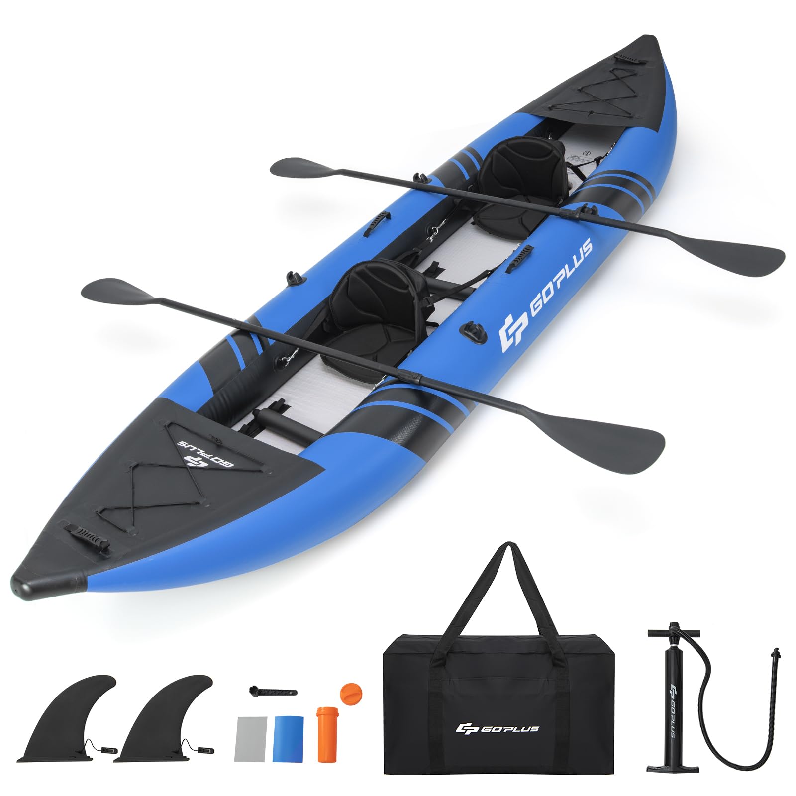 Goplus Inflatable Kayak, 2-Person Kayak Set for Adults with 507 lbs Weight Capacity, Blue
