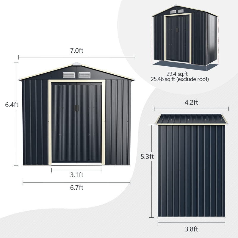Load image into Gallery viewer, Goplus Storage Shed, Metal Outdoor Building Organizer
