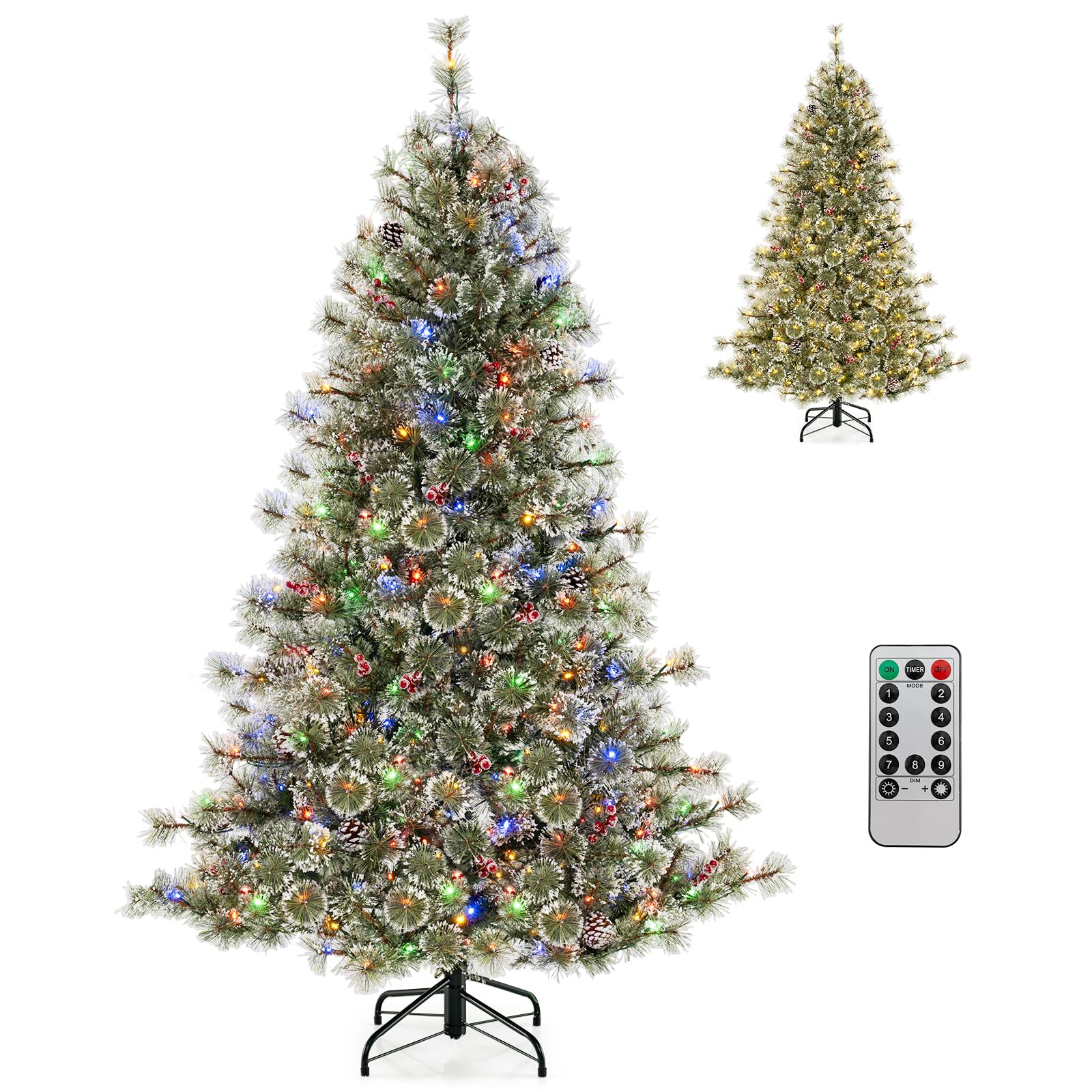 Goplus 6ft / 7.5ft / 9ft Pre-Lit Artificial Christmas Tree with 360° Q ...