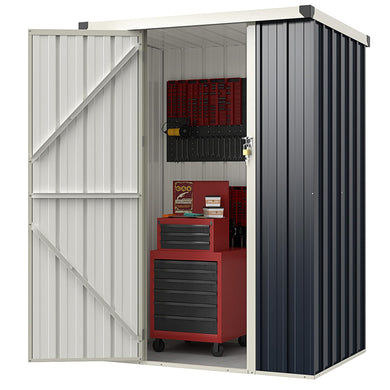 Goplus 4 x 3 FT Metal Outdoor Storage Shed, Snap-on Structures for Efficient Assembly, All-Weather Color Steel Utility Storage House