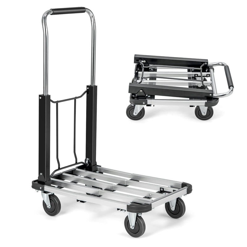 Load image into Gallery viewer, Goplus Folding Hand Truck, Aluminum Push Cart w/ 4 Wheels
