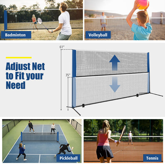 Goplus Portable Badminton Net Set, 14FT Volleyball Pickleball Net