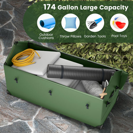 Goplus Outdoor Storage Box, 174 Gallon All Weather Outside Storage Container w/Convenient Handles
