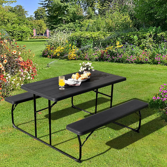 Goplus Foldable Picnic Table with Benches