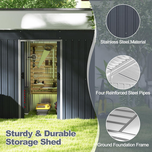 Goplus Outdoor Storage Shed with Floor Base