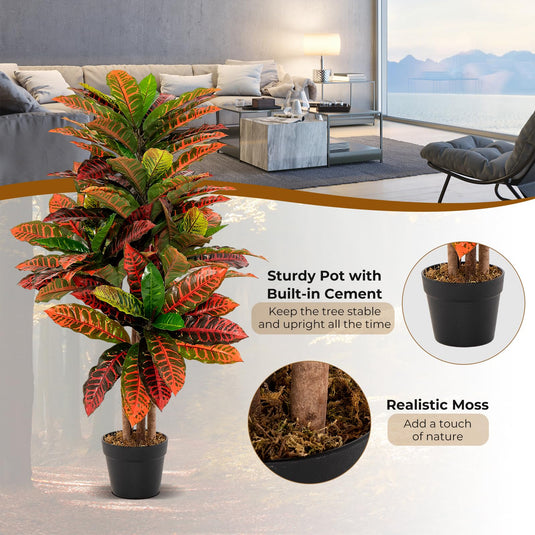 Goplus Artificial Croton Palm Tree