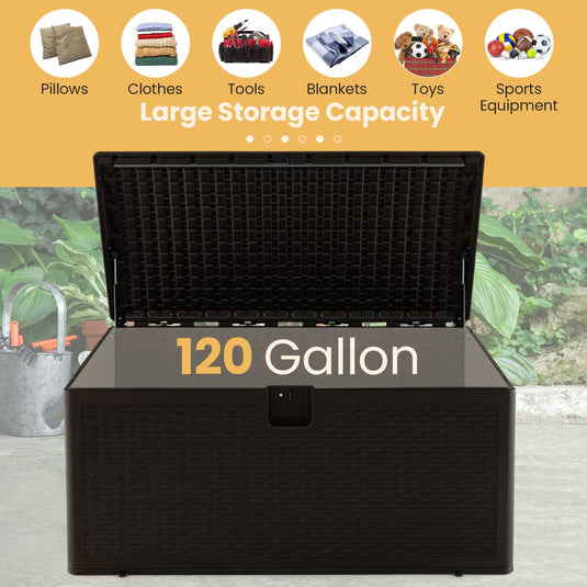 Goplus Outdoor Storage Box, 120 Gallon Waterproof Patio Storage Box