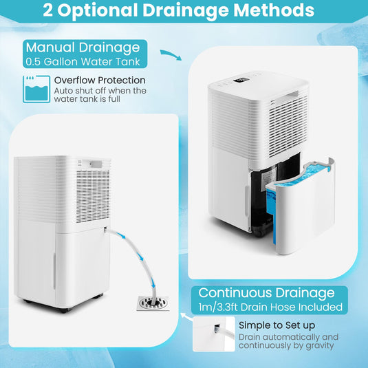 2000 Sq. Ft Dehumidifier with 3 Modes, 2 Speeds, LED Touch Control Panel, Dehumidifier for Home Office