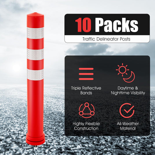 Goplus 10 Pack Traffic Delineator Posts
