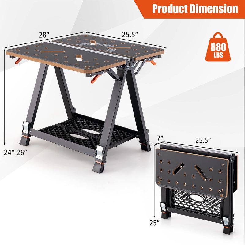 Load image into Gallery viewer, Goplus 2-in-1 Workbench, Easy Setup Folding Work Table with 4 Clamp Dogs
