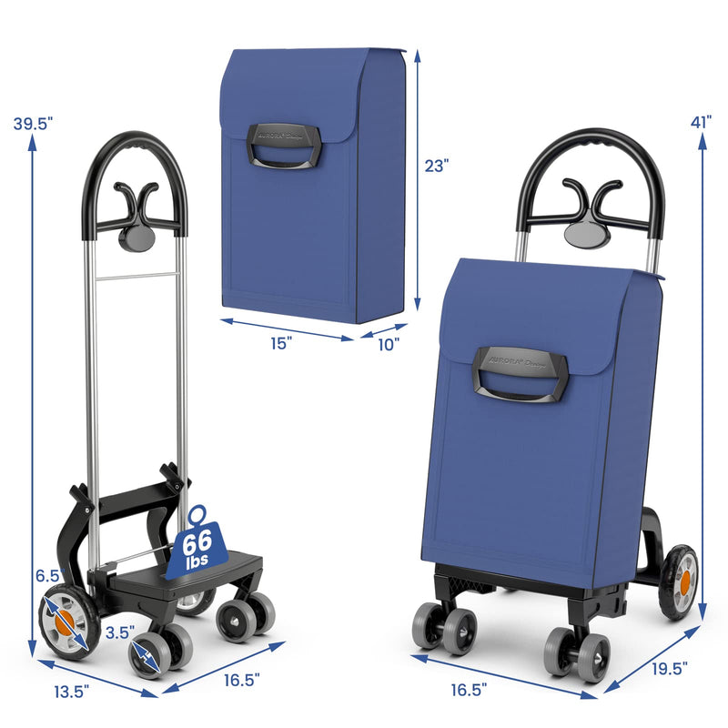 Load image into Gallery viewer, Goplus Folding Shopping Carts for Groceries with 6 Wheels, Heavy Duty Grocery Utility Cart
