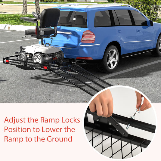 Goplus Hitch Mount Wheelchair Carrier, Mobility Scooter Loading Ramp with 2 Tie Down Straps