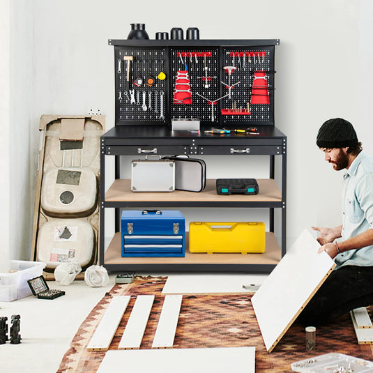 Goplus Work Bench with Pegboard