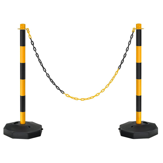 Goplus Delineator Post Cone, Traffic Cones Safety Barrier with Octagonal Fillable Base & 5FT Link Chains - GoplusUS