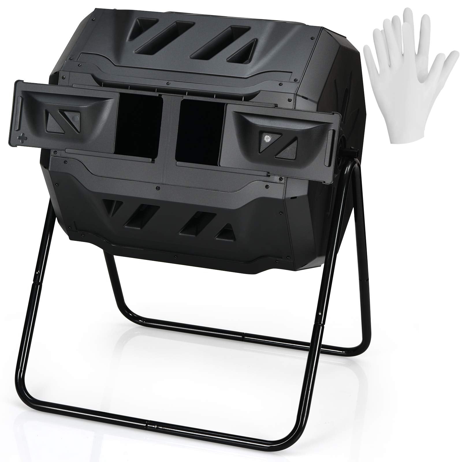 Duel Lid 7-Cubic ft. Composting Bin Tumbler with Compost Tea Collector