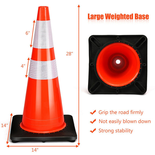 6PCS Traffic Cones, 28" PVC Safety Road Parking Cones Driving Construction Cones - GoplusUS