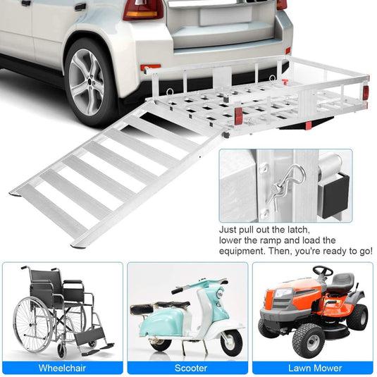 Aluminum Cargo Carrier, 50"x29.5" Hitch Mounted Wheelchair Scooter Mobility Carrier - GoplusUS