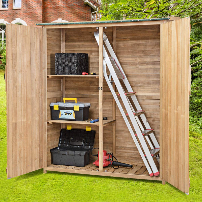 Load image into Gallery viewer, Outdoor Storage Shed, Fir Wood Cabinet for Garden Yard, Lockable Doors - GoplusUS
