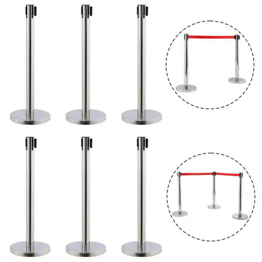 6Pcs Stanchion Post Crowd Control Barrier Stainless Steel Stanchions - GoplusUS
