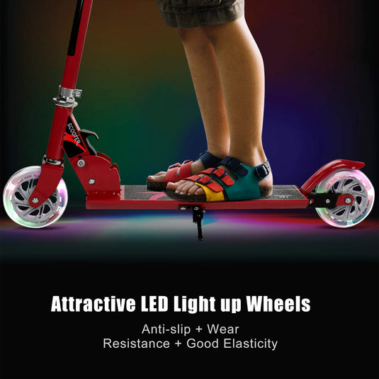 Folding Kick Scooter for Kids, 2 Flash Wheels Deluxe Aluminum - GoplusUS