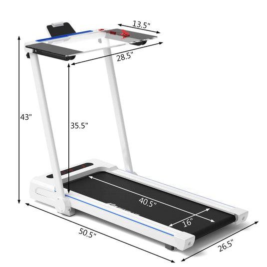 3-in-1 Treadmill with Large Desk, 2.25HP Superfit Folding Electric Treadmills - GoplusUS