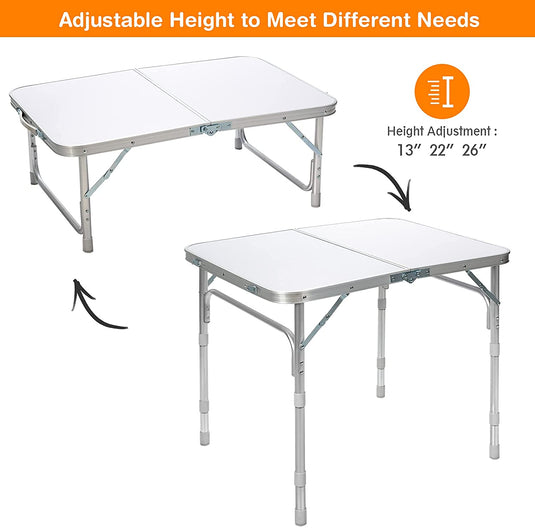 Folding Table, Height Adjustable Aluminum Foldable Utility Table - GoplusUS