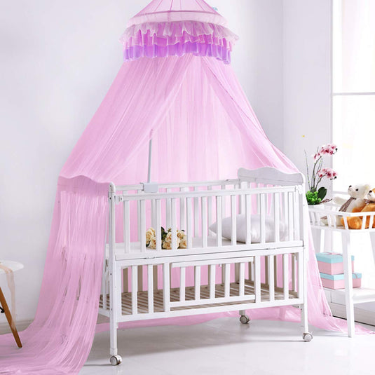 Princess Bed Canopy Netting Dome with Elegant Ruffle Lace