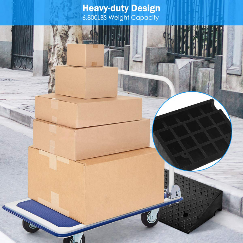 Load image into Gallery viewer, 2PCS Rubber Car Curb Ramps, 6&quot; Rise Portable Lightweight Threshold Ramp Set - GoplusUS
