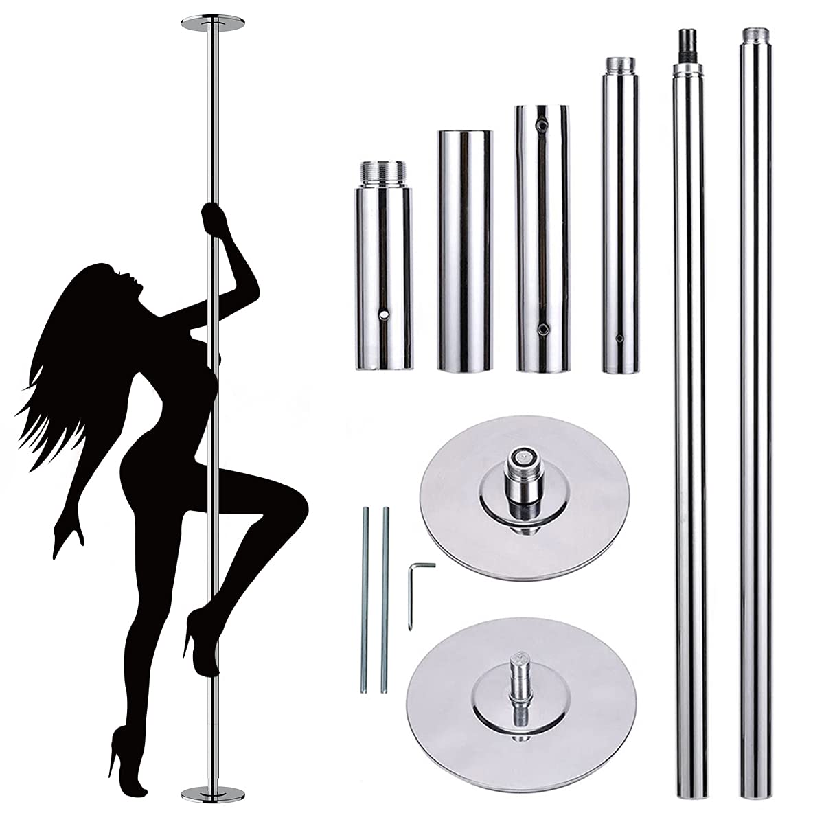 Goplus 45mm Spinning Static Dancing Pole, Portable Removable Dance