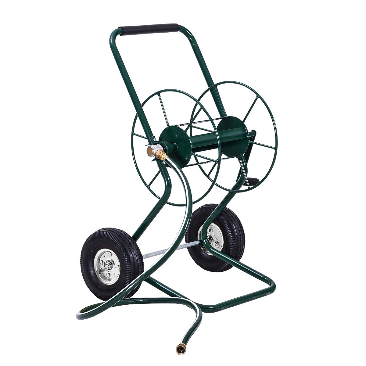 Goplus Garden Steel Frame Wheeled Hose Reel Cart
