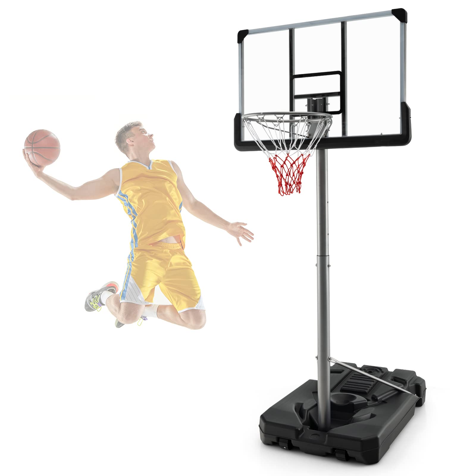 Goplus Portable Basketball Hoop Outdoor, 64"79" Poolside Basketball G
