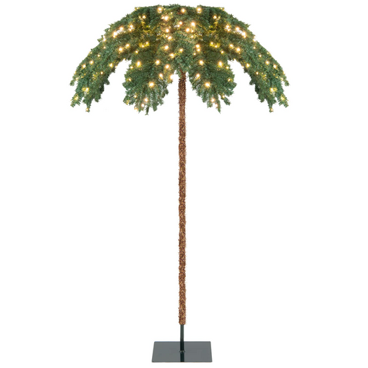 Goplus 6ft Pre-Lit Christmas Tree, Artificial Xmas Palm Tree W/ 250 Warm-White LED Lights - GoplusUS