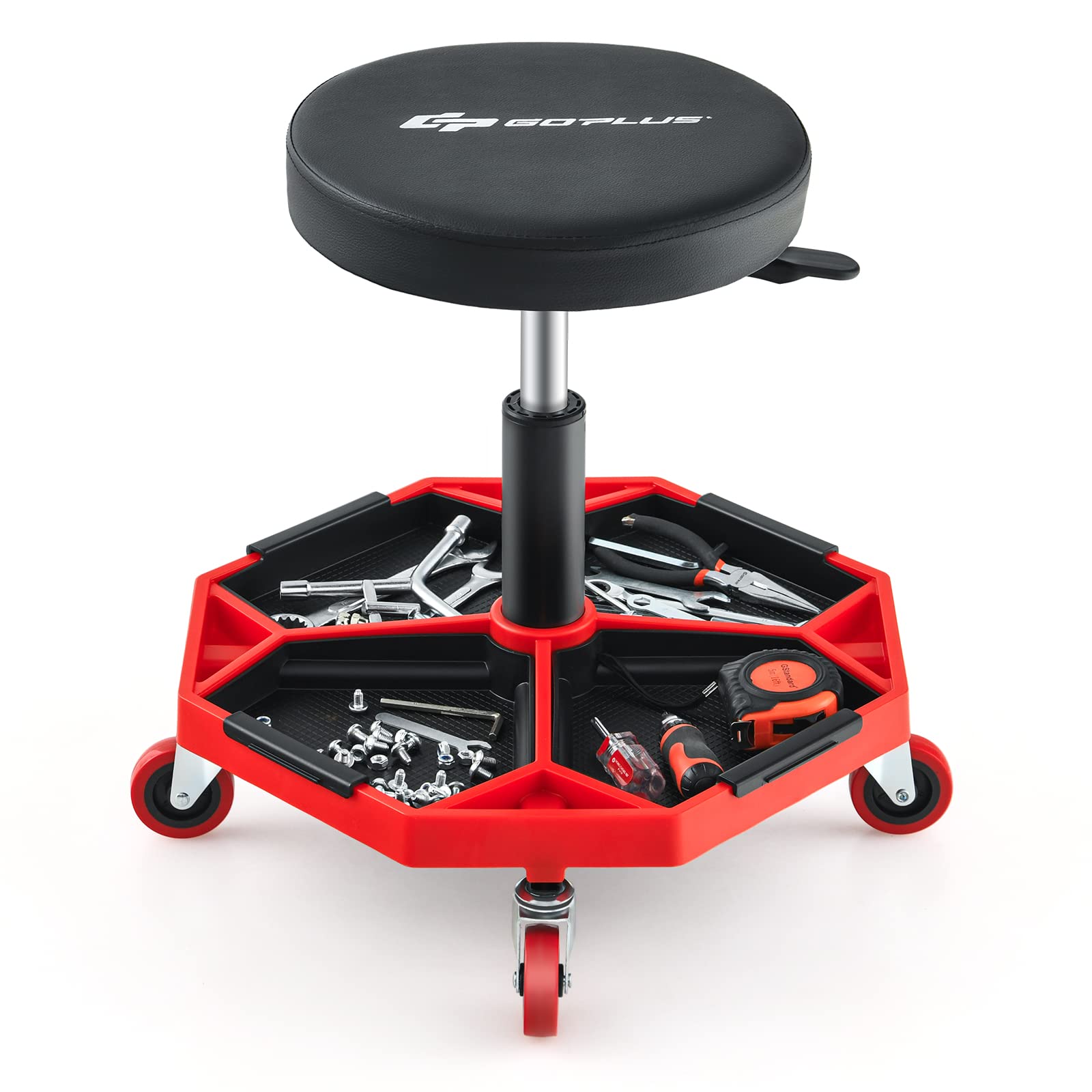 Goplus Rolling Mechanic Stool Adjustable Pneumatic Shop Stool