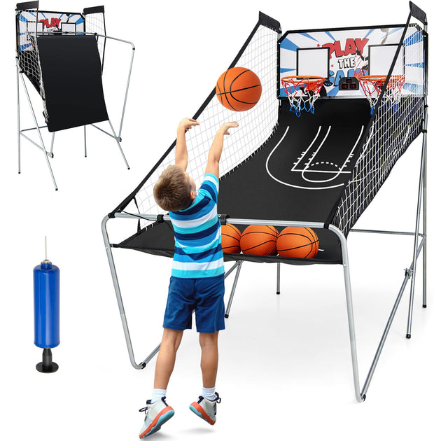 Goplus Foldable Dual Shot Basketball Arcade Game, Indoor Outdoor Baske