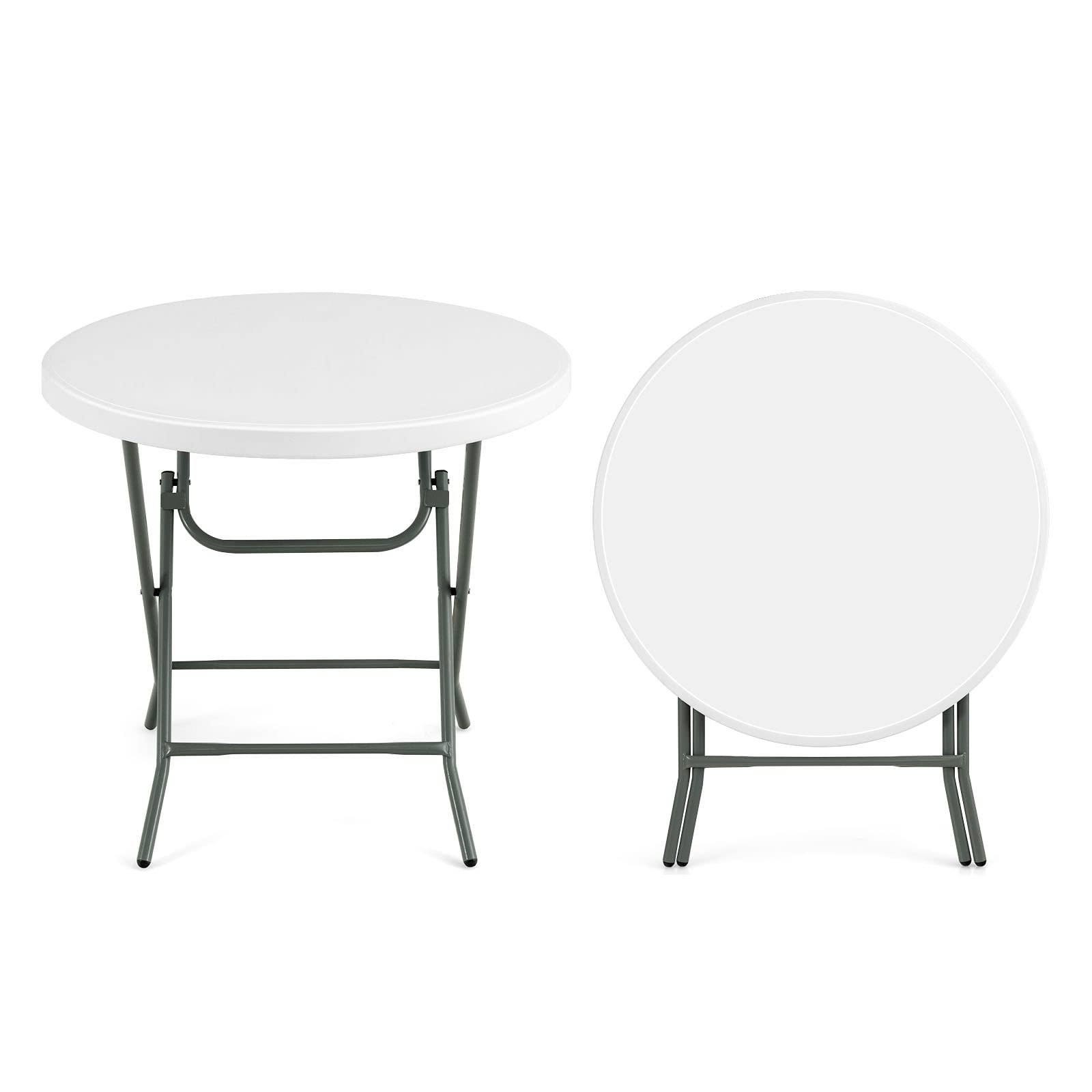 Goplus 32'' Round Folding Table, Foldable Plastic Card Table GoplusUS