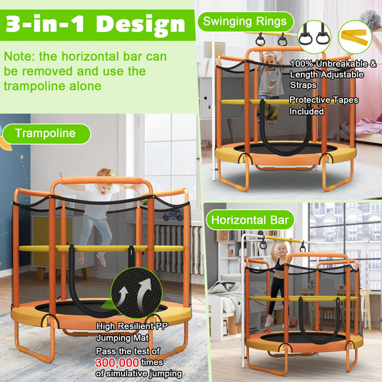 60 Inch Kids Trampoline with Safety Enclosure Net - GoplusUS