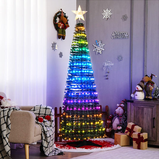Goplus 6 FT Pop Up Christmas Tree, Pre-Lit Collapsible Xmas Tree with 282 RGB LED Lights