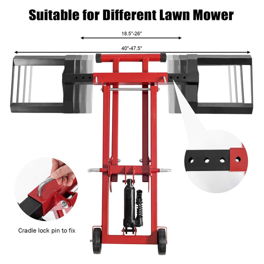 Lawn Mower Lift with Hydraulic Jack, 500-lb Capacity Easy Assembly Riding Mower Lift - GoplusUS