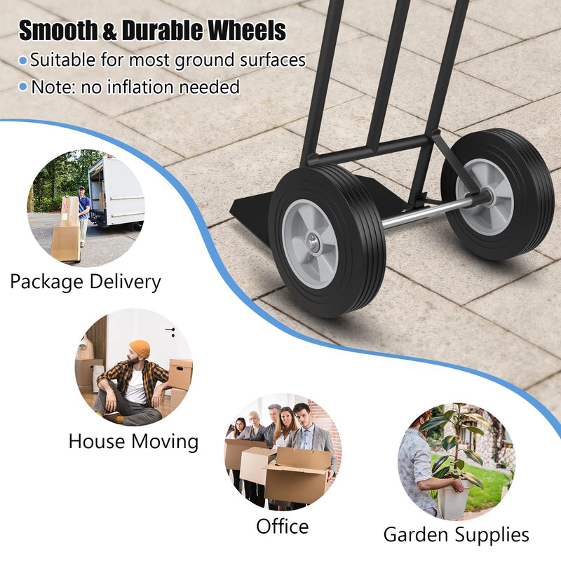 Load image into Gallery viewer, Goplus P-Handle Hand Truck, High Back Sack Barrow with 10&quot; Wheels, Built-in Double Bearings and Foldable Load Plate
