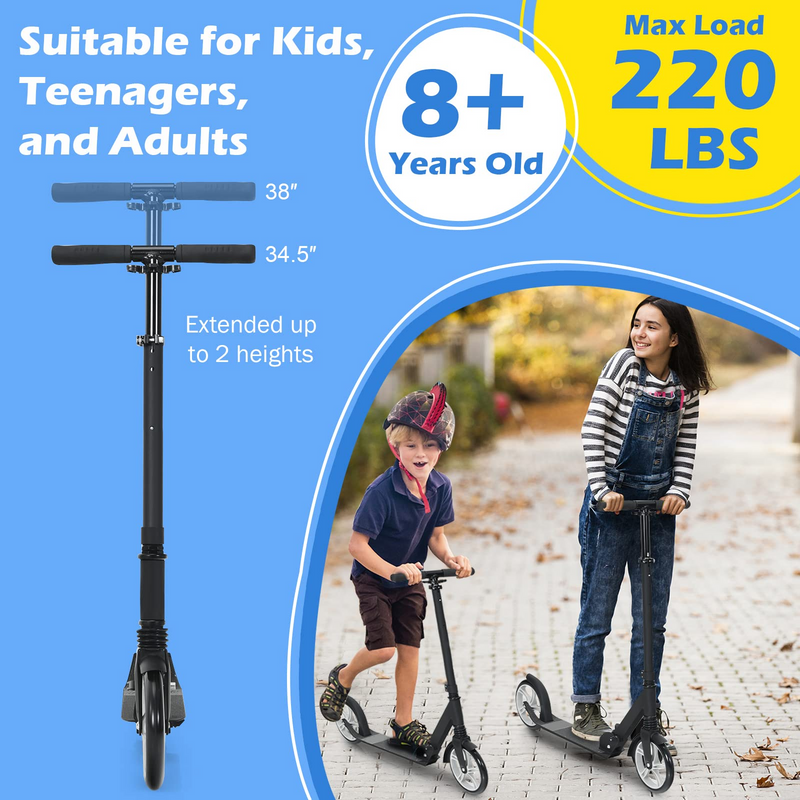 Load image into Gallery viewer, Goplus Foldable Kick Scooter, Adjustable Lightweight Sports Scooters W/ 8&quot; Big Wheels - GoplusUS
