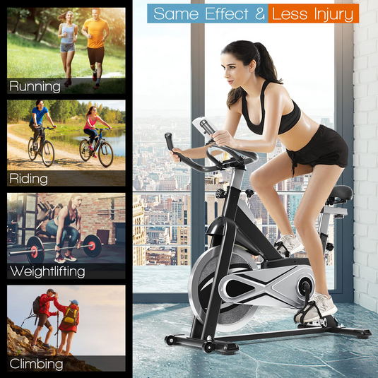 Goplus Exercise Bike, Indoor Cycling Workout Stationary Bike with Adjustable Fitness Saddle - GoplusUS