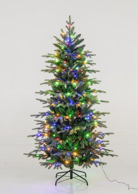 Goplus 6ft Pre-Lit Artificial Christmas Tree with 714 PVC & PE Tips, 260 Multicolored & Warm White LED Lights, 11 Modes