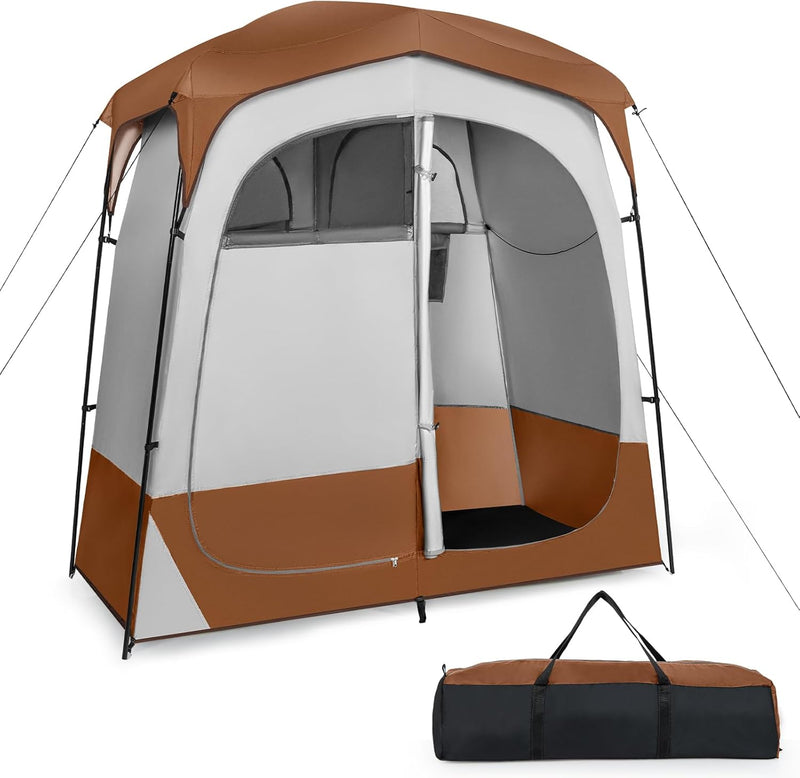 Load image into Gallery viewer, Goplus 2 Rooms Shower Tent, Oversize Outdoor Privacy Shelter Tent with Carrying Bag
