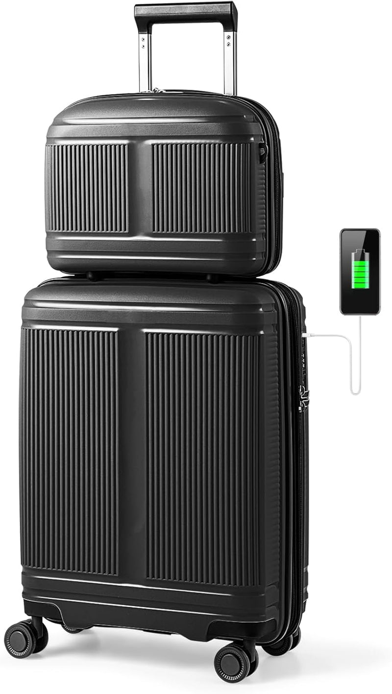 Load image into Gallery viewer, Goplus Carry On Luggage Set, 2 Piece Airline Approved 20” Suitcase &amp; 14” Cosmetic Case
