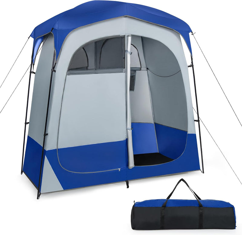 Load image into Gallery viewer, Goplus 2 Rooms Shower Tent, Oversize Outdoor Privacy Shelter Tent with Carrying Bag
