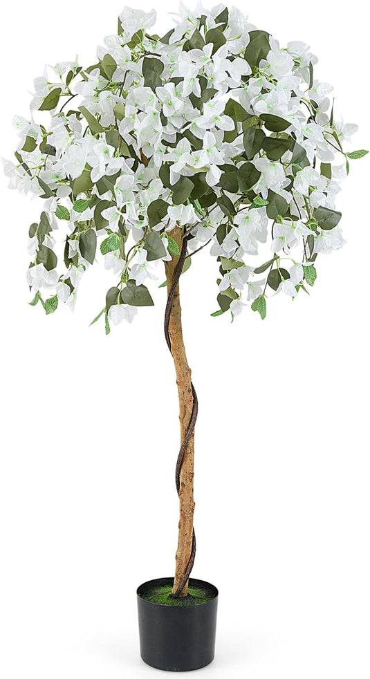 Goplus 4.5FT Bougainvillea Artificial Tree, Fake Potted Plant w/ 312 Flowers