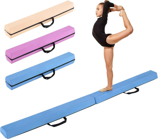 Goplus 7 FT Folding Balance Beam, Foam Floor Gymnastic Beam w/Removable Suede Cover, Non-Slip Bottom