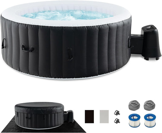 Goplus Inflatable Hot Tub, Blowup Pool Hottub, Portable Outdoor Water SPA