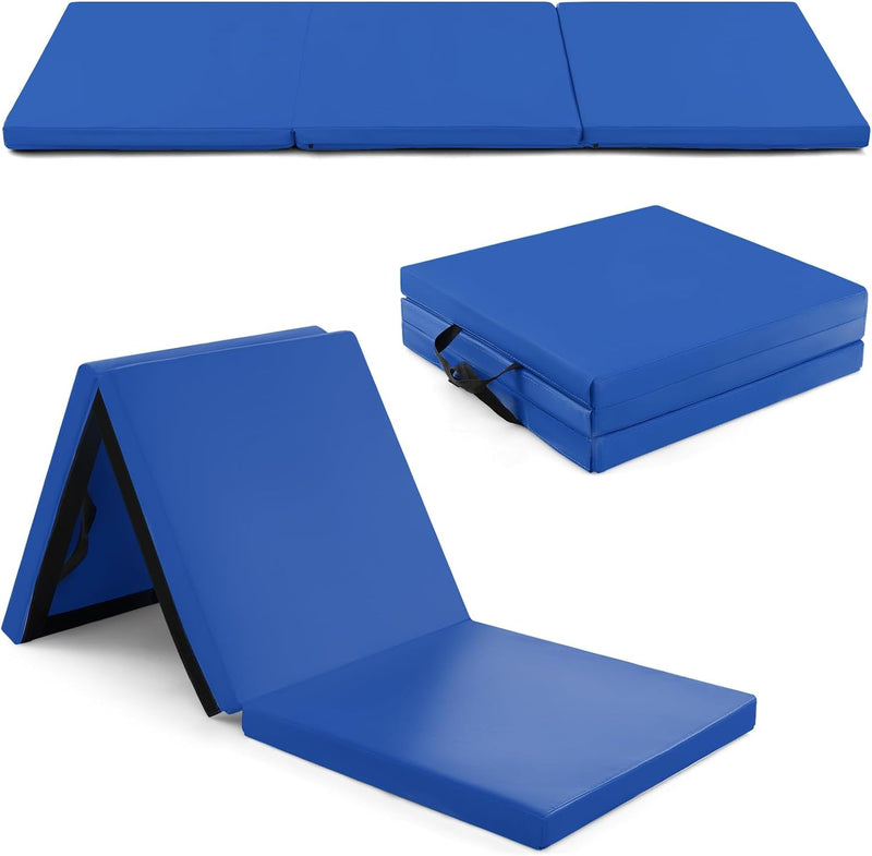 Load image into Gallery viewer, Goplus Folding Gymnastics Mat, 6¡¯ x 2¡¯ x 2¡¯¡¯ Thick Tri-Fold Exercise Tumbling Mat w/Carrying Handles
